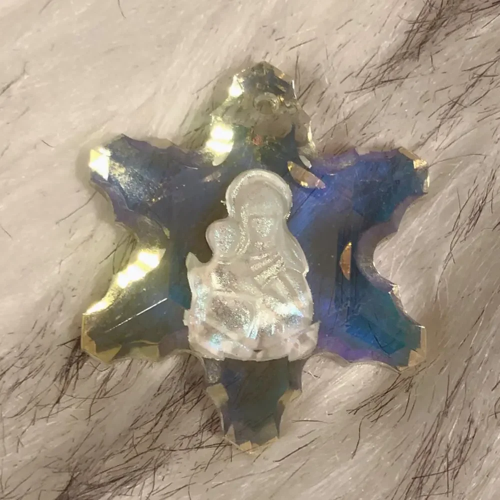 Vintage Christmas Mary & Jesus Star Pendant for Necklace